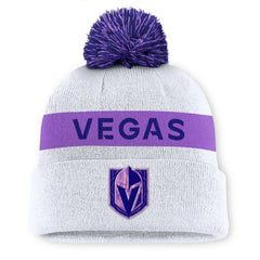 Vegas Golden Knights Fanatics Hockey Fights Cancer Cuffed Knit Hat with Pom - White Hats