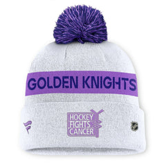 Vegas Golden Knights Fanatics Hockey Fights Cancer Cuffed Knit Hat with Pom - White Hats
