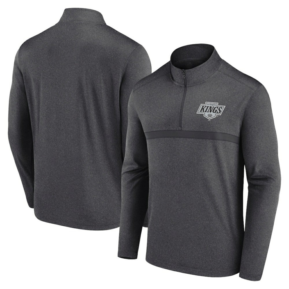 Los Angeles Kings Logo Athletic Head-to-Head Raglan Quarter-Zip Top - Heather Charcoal Tops