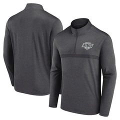 Los Angeles Kings Logo Athletic Head-to-Head Raglan Quarter-Zip Top - Heather Charcoal Tops