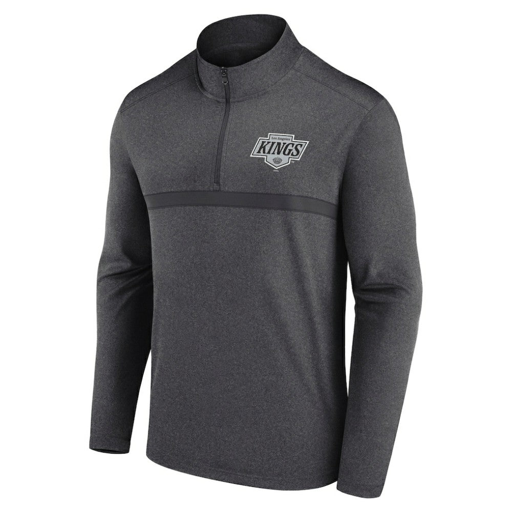 Los Angeles Kings Logo Athletic Head-to-Head Raglan Quarter-Zip Top - Heather Charcoal Tops