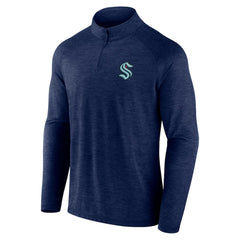 Seattle Kraken Logo Athletic Head-to-Head Raglan Quarter-Zip Top - Navy Tops