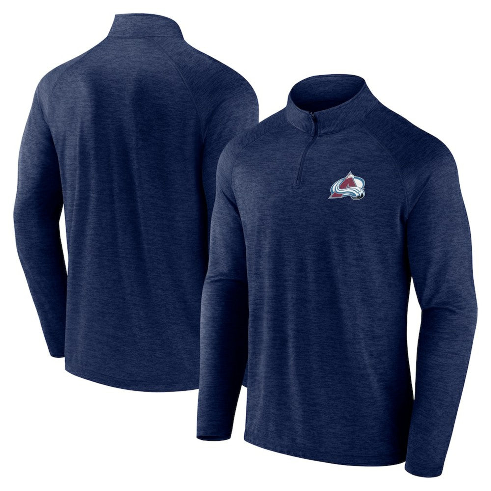 Colorado Avalanche Logo Athletic Head-to-Head Raglan Quarter-Zip Top - Navy Tops
