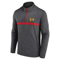 Chicago Blackhawks Logo Athletic Head-to-Head Raglan Quarter-Zip Top - Heather Charcoal Tops