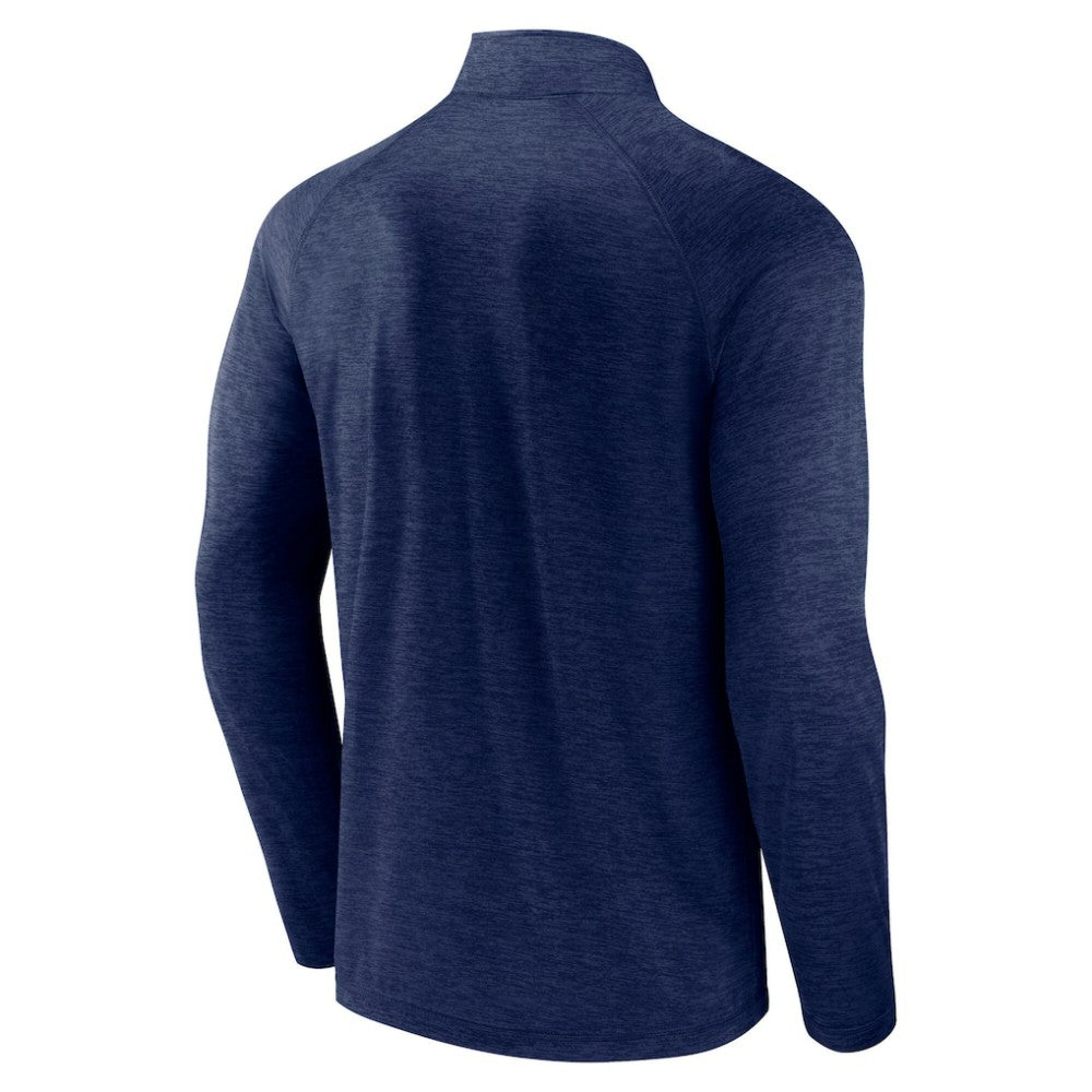 Nashville Predators Logo Athletic Head-to-Head Raglan Quarter-Zip Top - Navy Tops