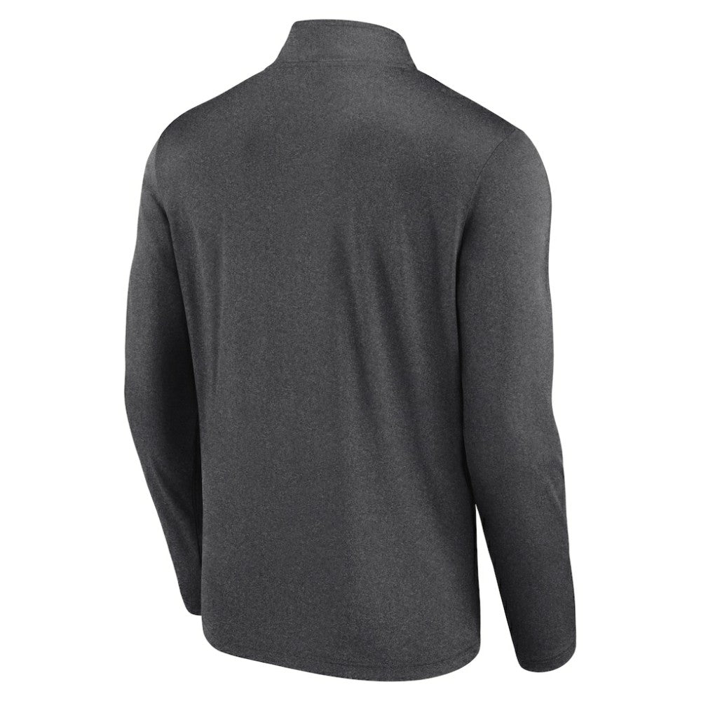 Pittsburgh Penguins Logo Athletic Head-to-Head Raglan Quarter-Zip Top - Heather Charcoal Tops
