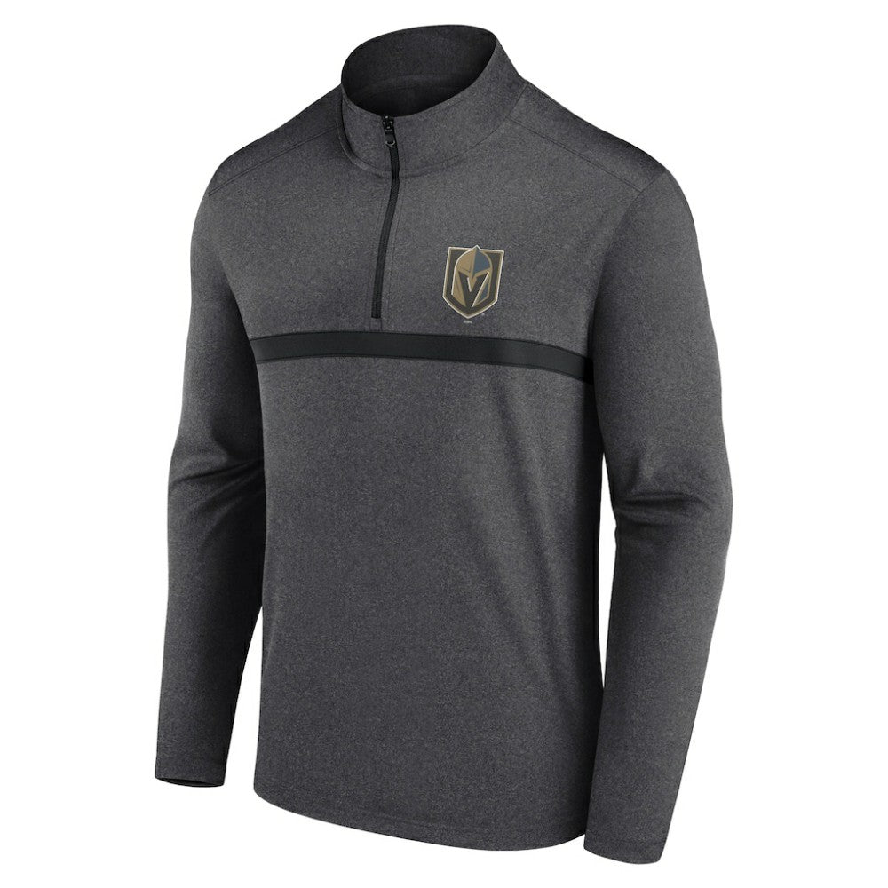Vegas Golden Knights Logo Athletic Head-to-Head Raglan Quarter-Zip Top - Heather Charcoal Tops