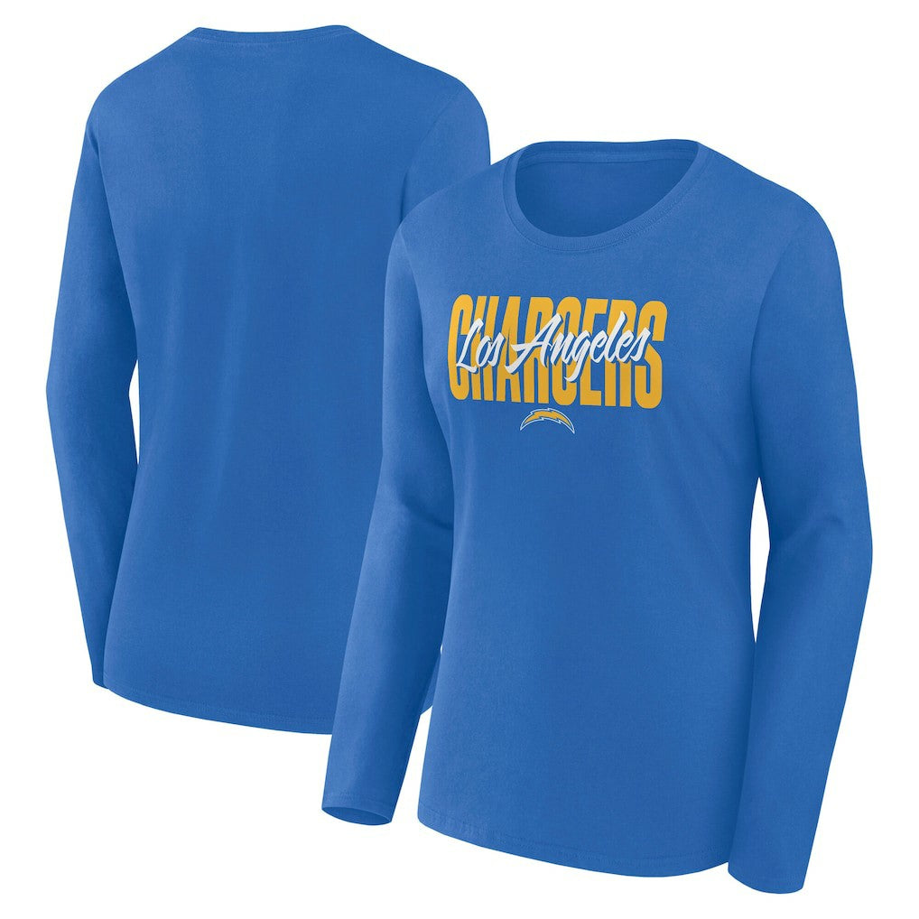 Los Angeles Chargers Logo Athletic Women's Grip Long Sleeve T-Shirt - Powder Blue for sale