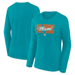 Miami Dolphins Logo Athletic Women's Grip Long Sleeve T-Shirt - Aqua for sale