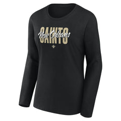 New Orleans Saints Logo Athletic Women's Grip Long Sleeve T-Shirt - Black discount