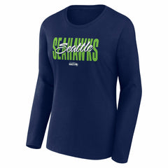 Seattle Seahawks Logo Athletic Women's Grip Long Sleeve T-Shirt - College Navy outlet