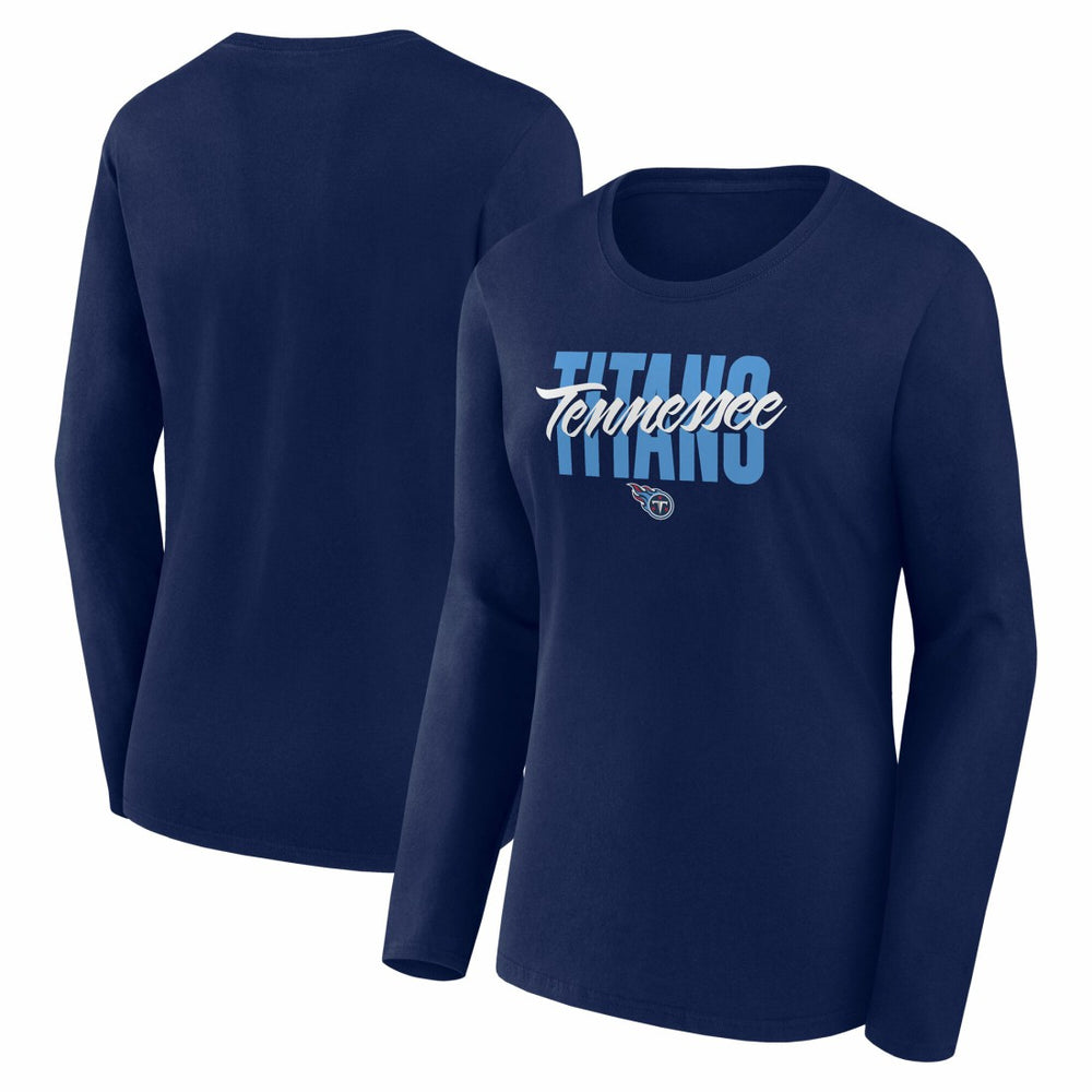 Tennessee Titans Logo Athletic Women's Grip Long Sleeve T-Shirt - Navy sale