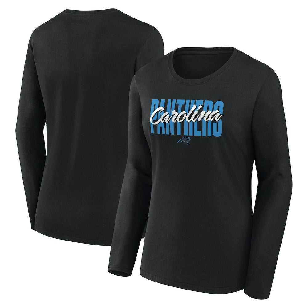 Carolina Panthers Logo Athletic Women's Grip Long Sleeve T-Shirt - Black on sale