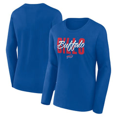 Buffalo Bills Logo Athletic Women's Grip Long Sleeve T-Shirt - Royal cheap