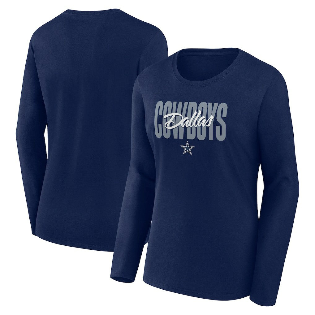 Dallas Cowboys Logo Athletic Women's Grip Long Sleeve T-Shirt - Navy outlet