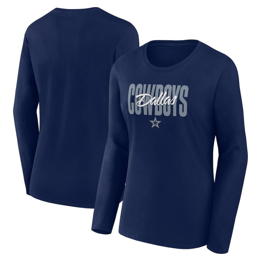 Dallas Cowboys Logo Athletic Women's Grip Long Sleeve T-Shirt - Navy outlet