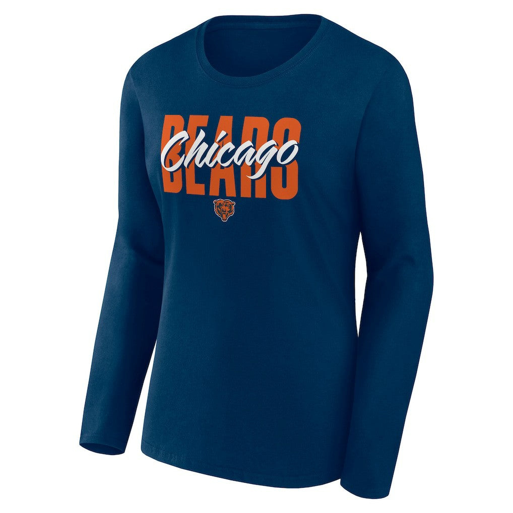 Chicago Bears Logo Athletic Women's Grip Long Sleeve T-Shirt - Navy cheap