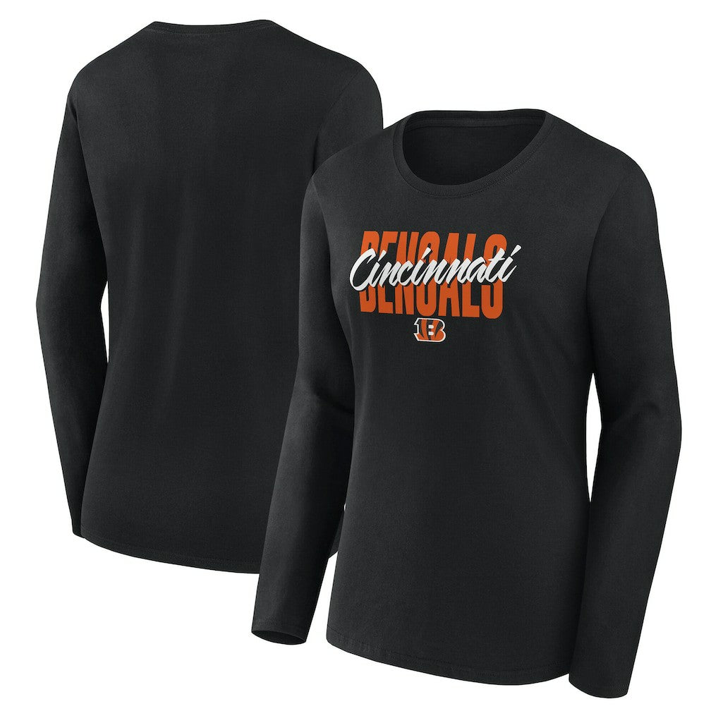 Cincinnati Bengals Logo Athletic Women's Grip Long Sleeve T-Shirt - Black online