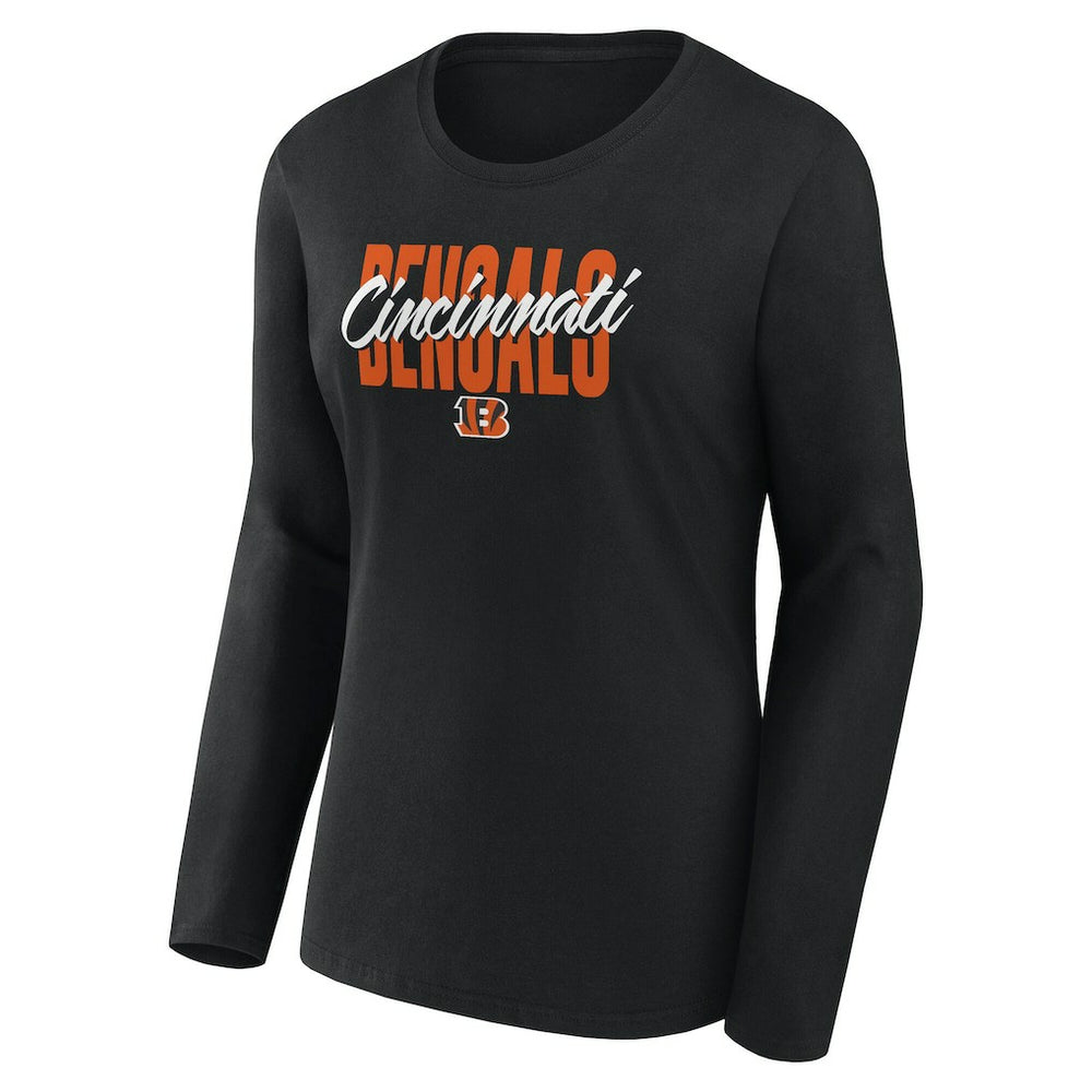 Cincinnati Bengals Logo Athletic Women's Grip Long Sleeve T-Shirt - Black online