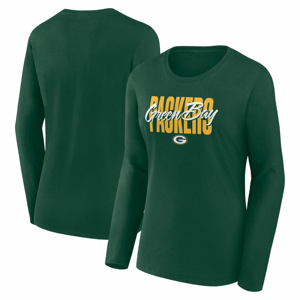 Green Bay Packers Logo Athletic Women's Grip Long Sleeve T-Shirt - Green for sale