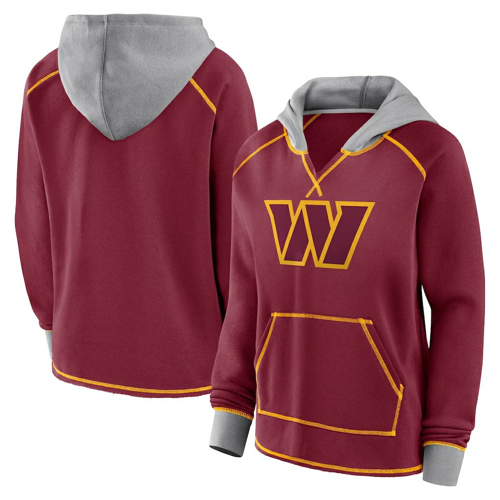 Washington Commanders Logo Athletic Women's Boom Fleece Pullover V-Neck Hoodie - Burgundy cheap