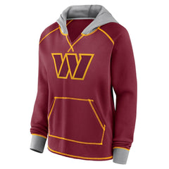 Washington Commanders Logo Athletic Women's Boom Fleece Pullover V-Neck Hoodie - Burgundy cheap