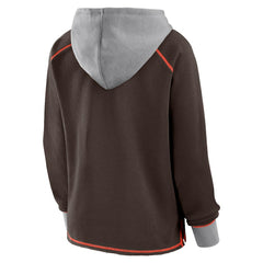 Cleveland Browns Logo Athletic Women's Boom Fleece Pullover V-Neck Hoodie - Brown on sale