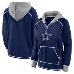Dallas Cowboys Logo Athletic Women's Boom Fleece Pullover V-Neck Hoodie - Navy online