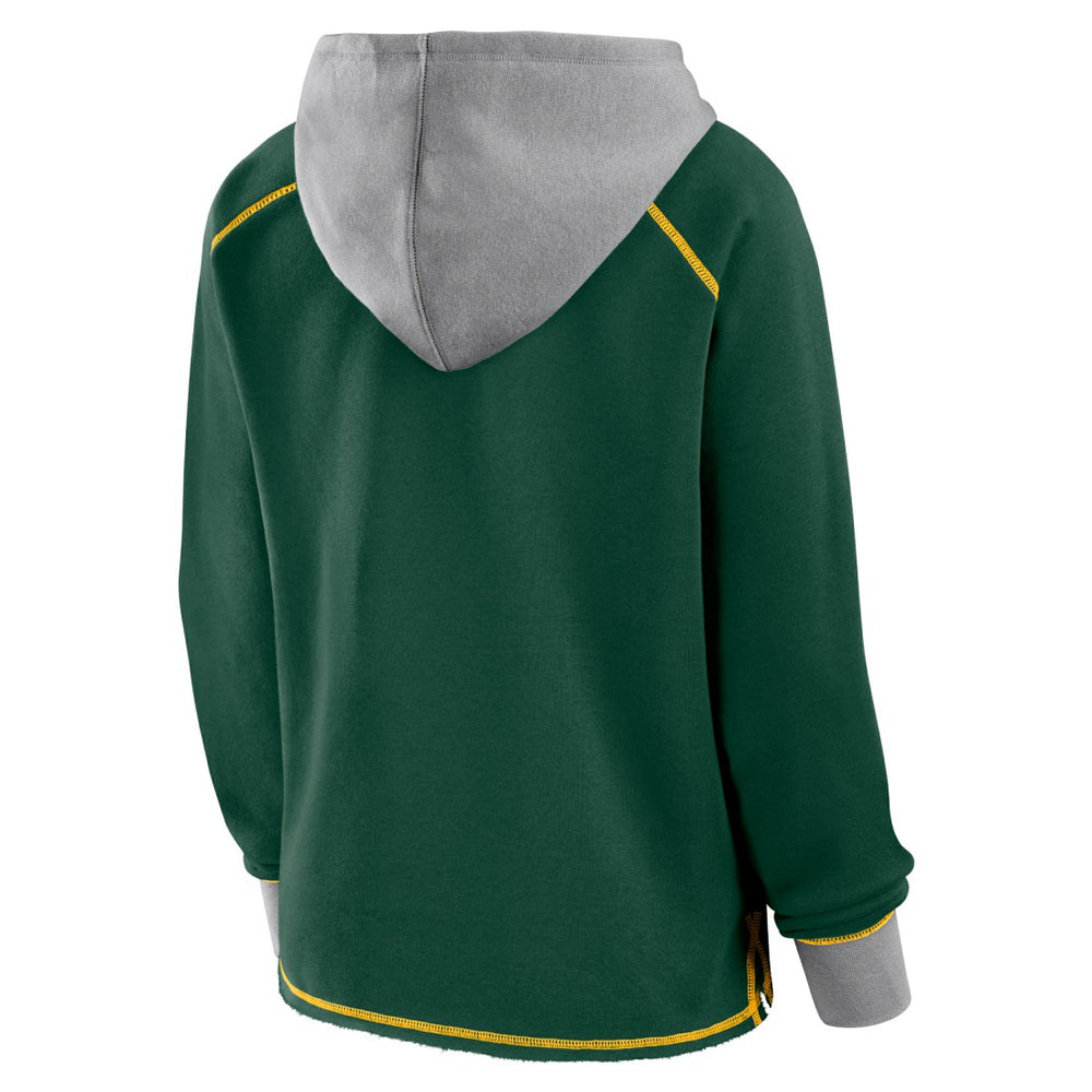 Green Bay Packers Logo Athletic Women's Boom Fleece Pullover V-Neck Hoodie - Green on sale