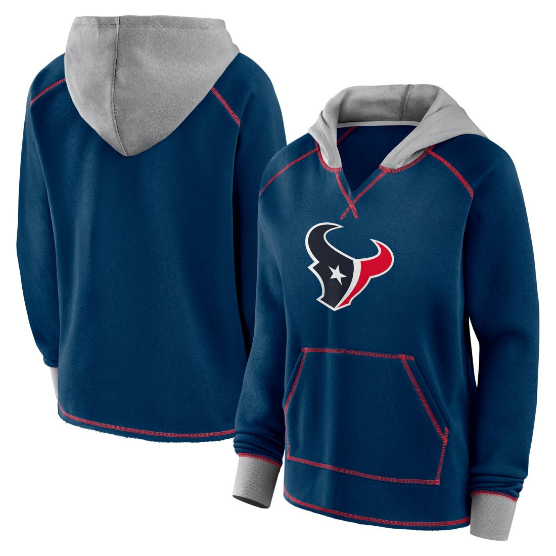 Houston Texans Logo Athletic Women's Boom Fleece Pullover V-Neck Hoodie - Navy on sale