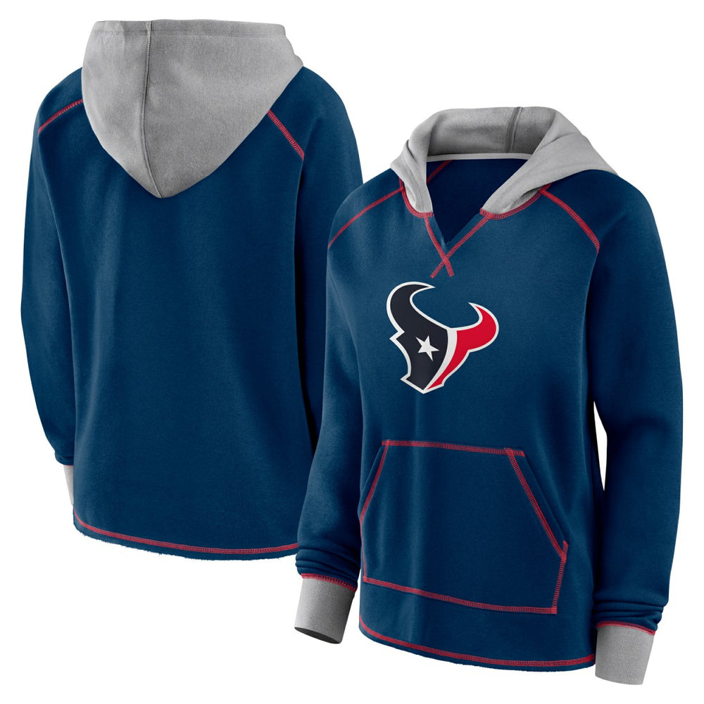 Houston Texans Logo Athletic Women's Boom Fleece Pullover V-Neck Hoodie - Navy on sale