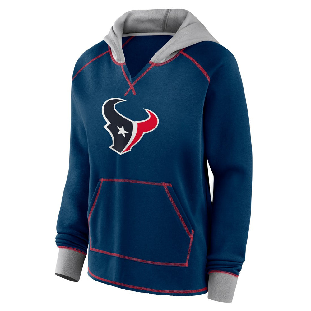 Houston Texans Logo Athletic Women's Boom Fleece Pullover V-Neck Hoodie - Navy on sale