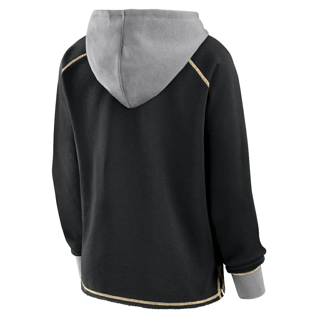 New Orleans Saints Logo Athletic Women's Boom Fleece Pullover V-Neck Hoodie - Black cheap