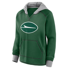 New York Jets Logo Athletic Women's Boom Fleece Pullover V-Neck Hoodie - Green outlet