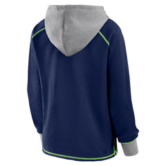 Seattle Seahawks Logo Athletic Women's Boom Fleece Pullover V-Neck Hoodie - College Navy cheap