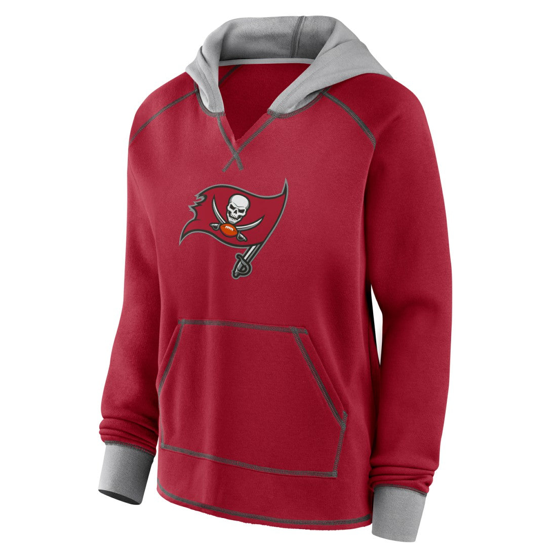 Tampa Bay Buccaneers Logo Athletic Women's Boom Fleece Pullover V-Neck Hoodie - Red discount