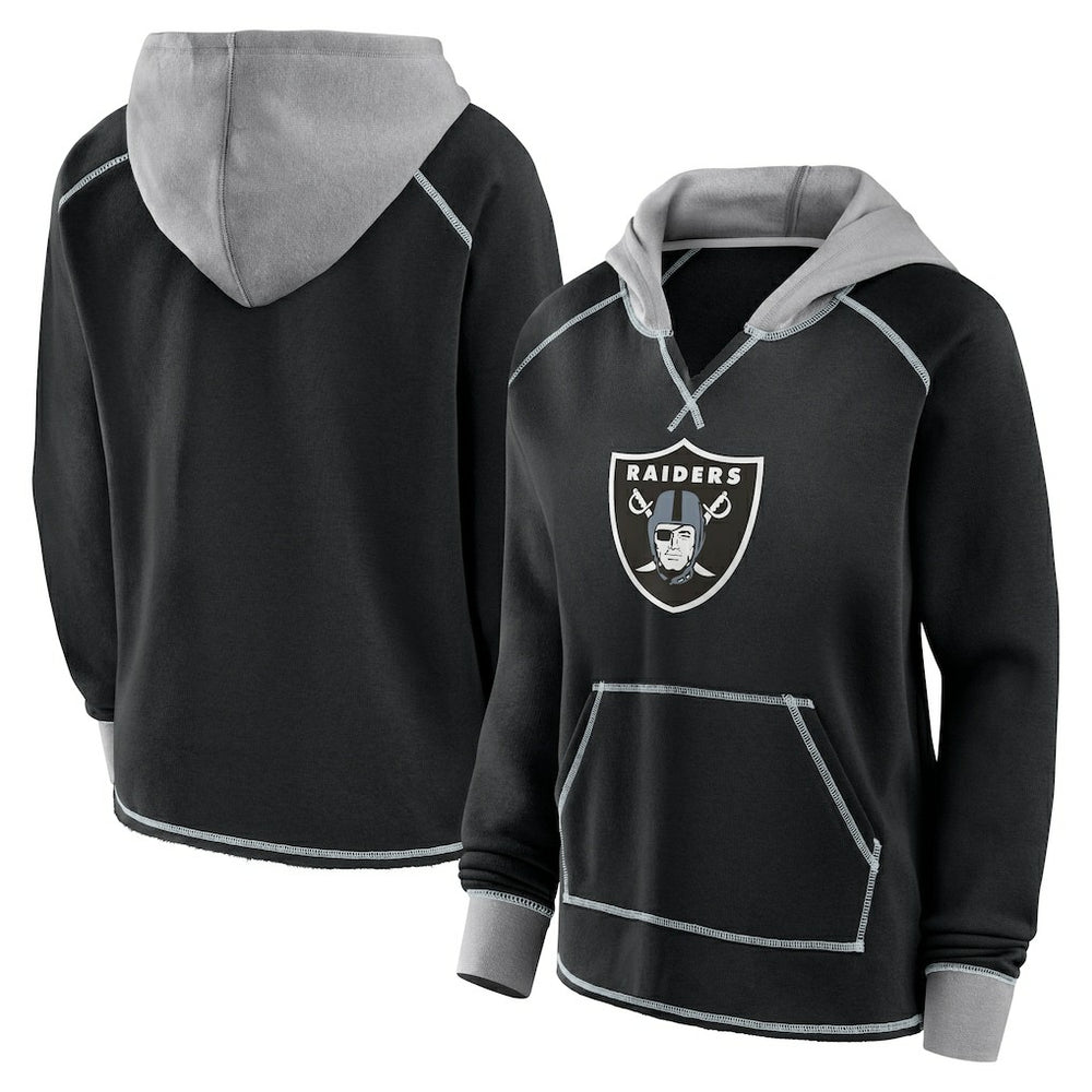 Las Vegas Raiders Logo Athletic Women's Boom Fleece Pullover V-Neck Hoodie - Black for sale