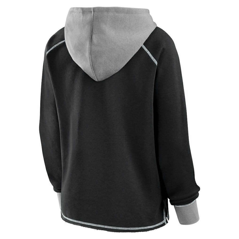 Las Vegas Raiders Logo Athletic Women's Boom Fleece Pullover V-Neck Hoodie - Black for sale