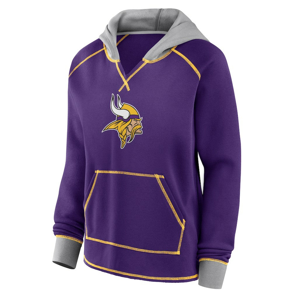 Minnesota Vikings Logo Athletic Women's Boom Fleece Pullover V-Neck Hoodie - Purple sale