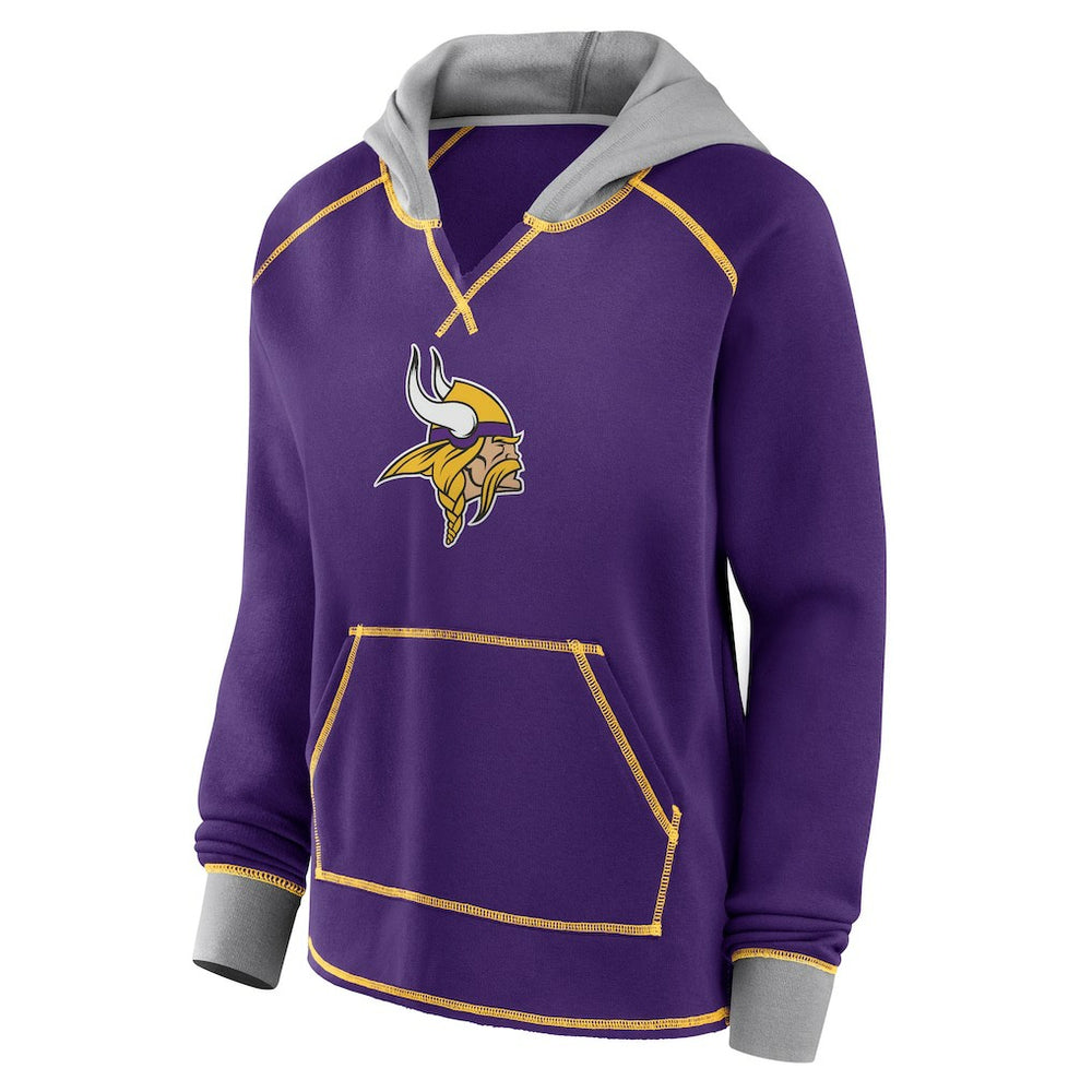 Minnesota Vikings Logo Athletic Women's Boom Fleece Pullover V-Neck Hoodie - Purple sale