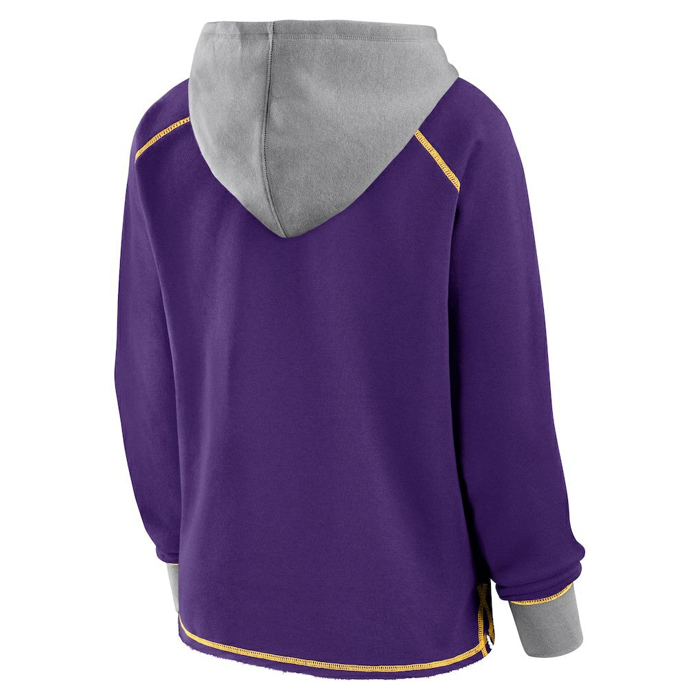 Minnesota Vikings Logo Athletic Women's Boom Fleece Pullover V-Neck Hoodie - Purple sale