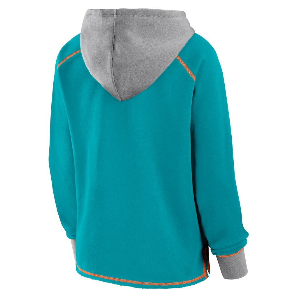 Miami Dolphins Logo Athletic Women's Boom Fleece Pullover V-Neck Hoodie - Aqua online