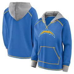 Los Angeles Chargers Logo Athletic Women's Boom Fleece Pullover V-Neck Hoodie - Powder Blue sale