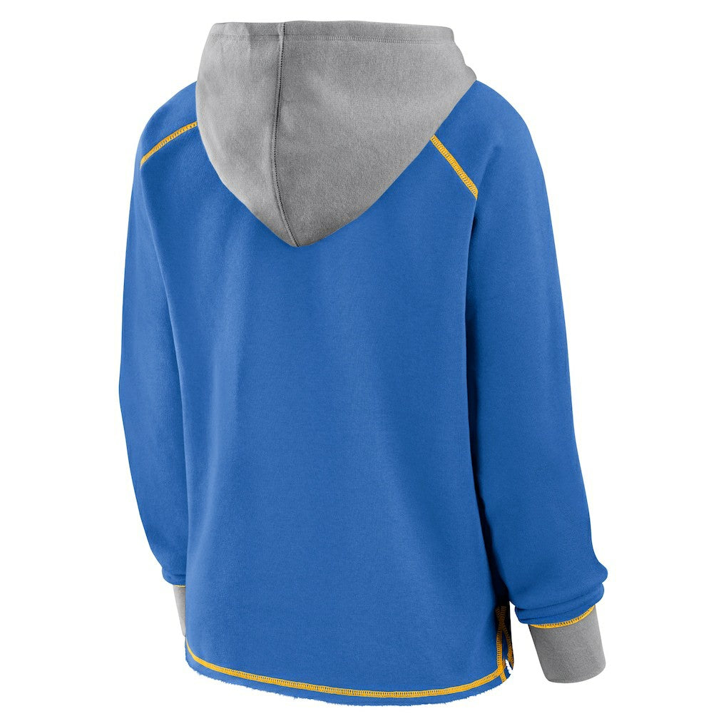 Los Angeles Chargers Logo Athletic Women's Boom Fleece Pullover V-Neck Hoodie - Powder Blue sale