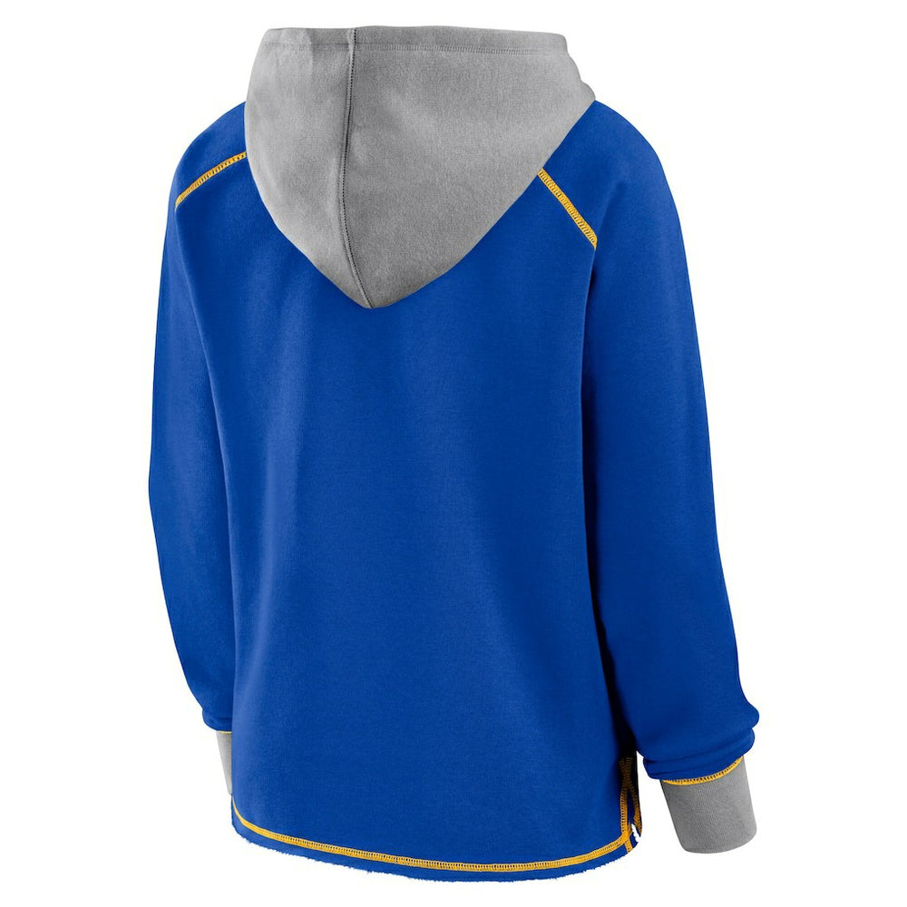 Los Angeles Rams Logo Athletic Women's Boom Fleece Pullover V-Neck Hoodie - Royal for sale