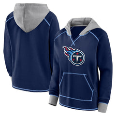 Tennessee Titans Logo Athletic Women's Boom Fleece Pullover V-Neck Hoodie - Navy sale