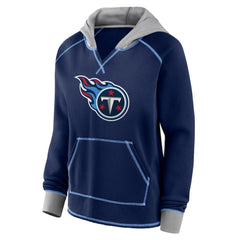 Tennessee Titans Logo Athletic Women's Boom Fleece Pullover V-Neck Hoodie - Navy sale