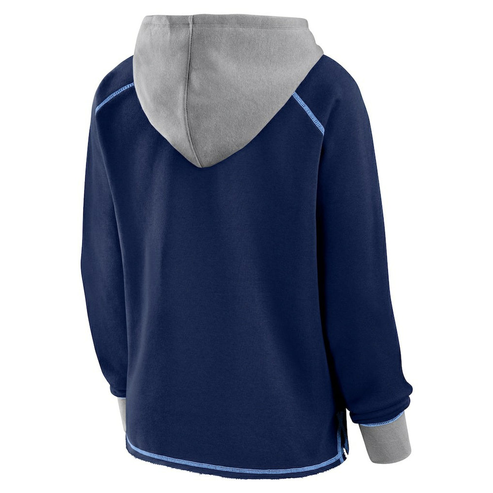 Tennessee Titans Logo Athletic Women's Boom Fleece Pullover V-Neck Hoodie - Navy sale