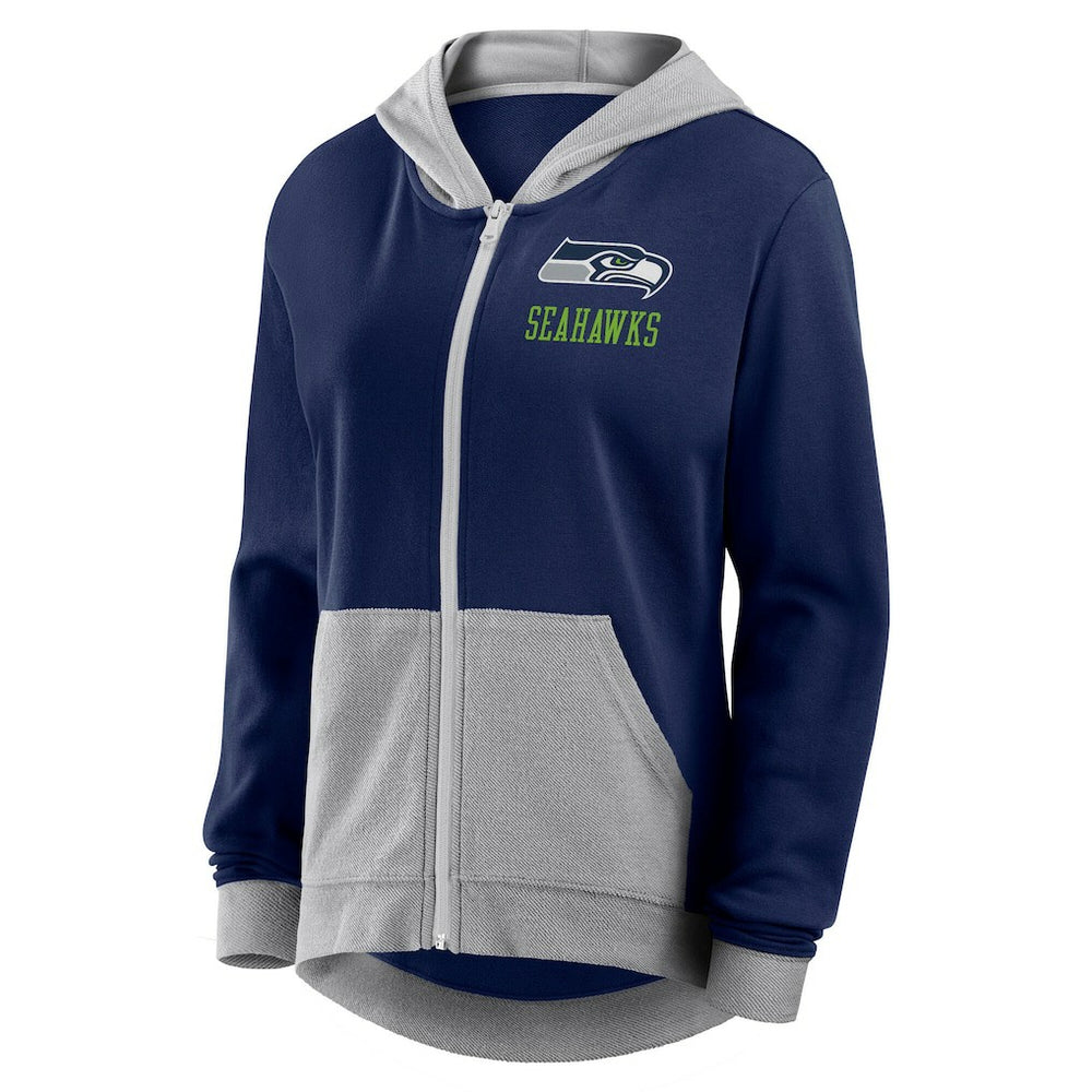 Seattle Seahawks Logo Athletic Women's Hit It French Terry Full-Zip Hoodie - College Navy discount