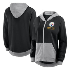Pittsburgh Steelers Logo Athletic Women's Hit It French Terry Full-Zip Hoodie - Black cheap